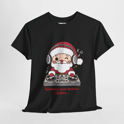 VS Unisex T-Shirt Heavy Cotton: Black Festive Santa Claus Top!