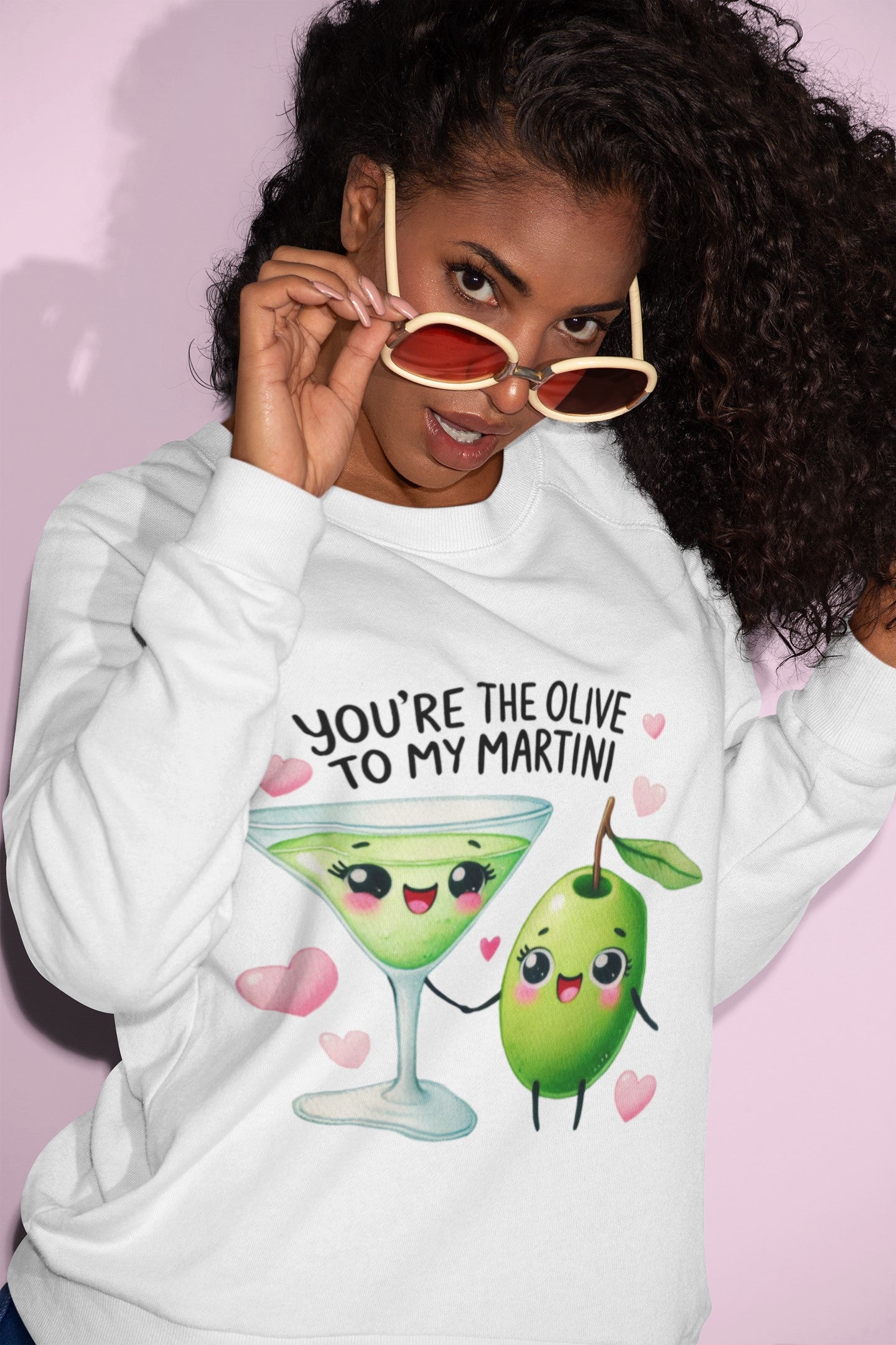 VS Crewneck Sweatshirt, Olive Martini Love, Gift for Martini Lovers