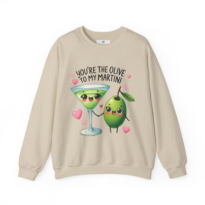 VS Crewneck Sweatshirt, Olive Martini Love, Gift for Martini Lovers