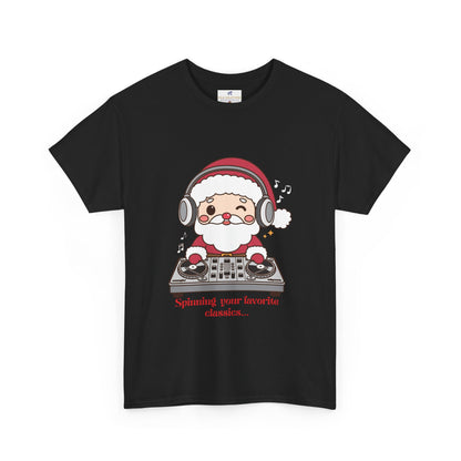 VS Unisex T-Shirt Heavy Cotton: Black Festive Santa Claus Top!