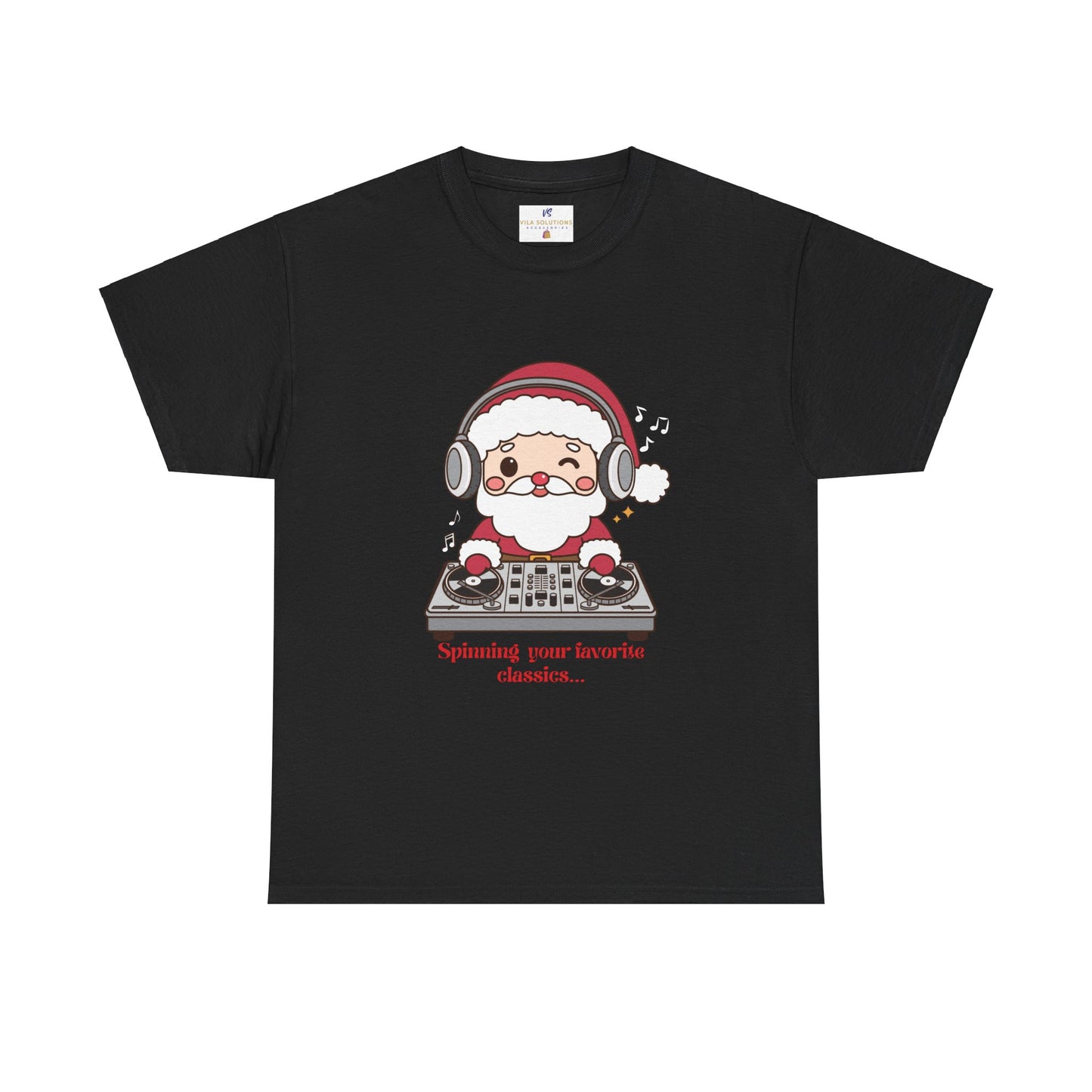 VS Unisex T-Shirt Heavy Cotton: Black Festive Santa Claus Top!