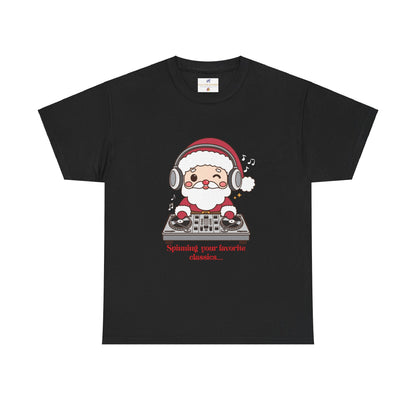 VS Unisex T-Shirt Heavy Cotton: Black Festive Santa Claus Top!