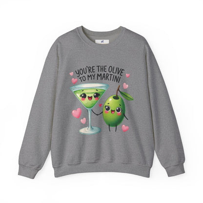 VS Crewneck Sweatshirt, Olive Martini Love, Gift for Martini Lovers
