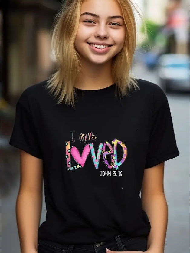 I am loved, Print Hip Hop Style T-shirt.